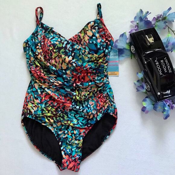 Swim Solutions NWT Waist Minimizer NWT One Piece Swimwear Women 16 - Picture 2 of 12
